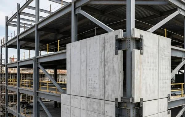 Educational institutional building steel framing and precast panel modular construction