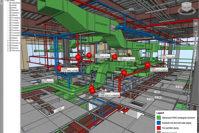 3D BIM structural steel detailing model showing connection plates and bolts