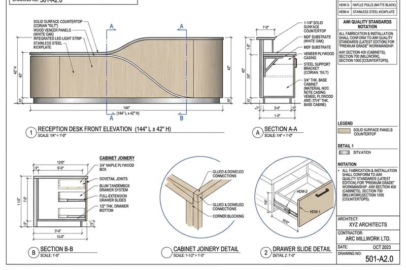 Closet and storage millwork drawing showing adjustable shelf drill patterns