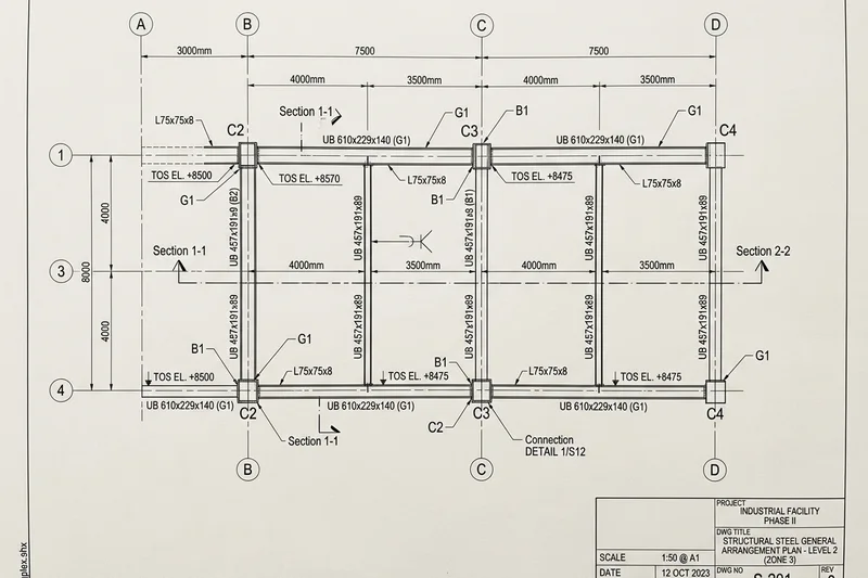 Electrical conduit layout drawing showing EMT multi-tier rack and stub-ups