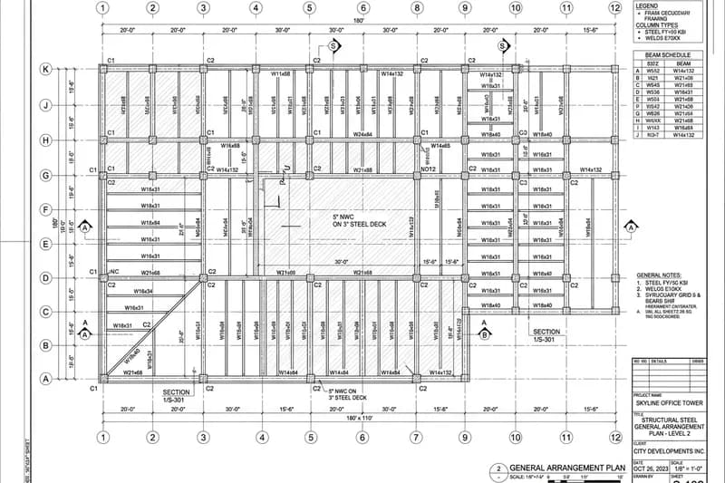 Plumbing isometric riser drawing showing waste and vent stack pipe sizing