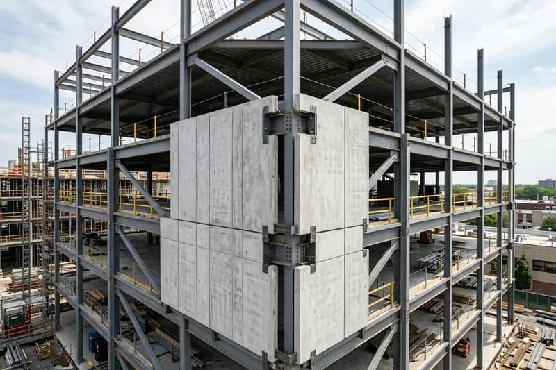 Precast concrete shop drawing showing panel fabrication and embed inserts