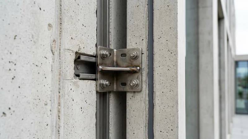 Precast panel detailing drawing showing connection brackets and joint sealant