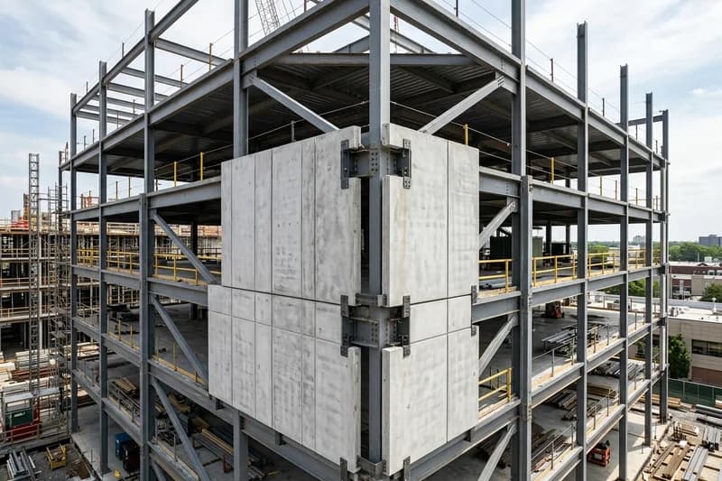 Metal facade panel drawing showing perforated exterior sheet and sub-girt framing