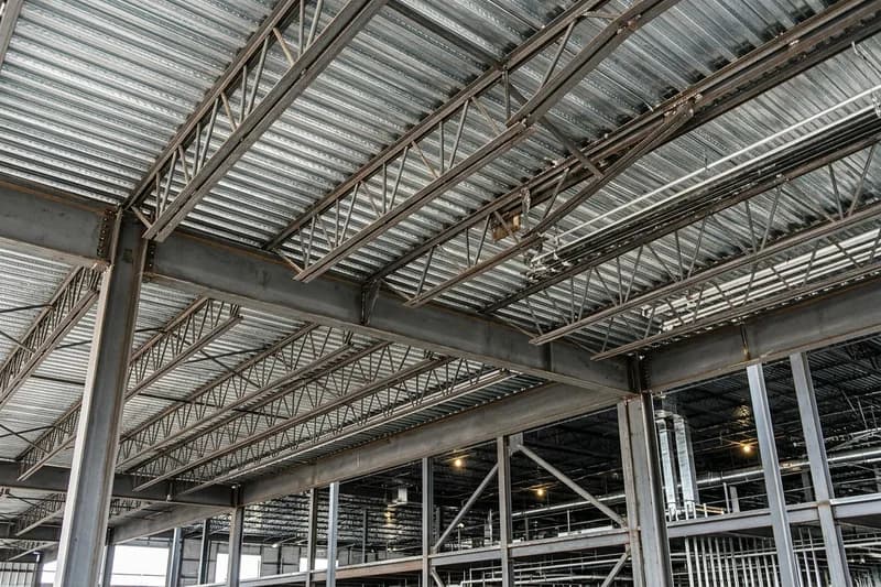 Metal stud framing shop drawing showing cold-formed steel studs and deflection track