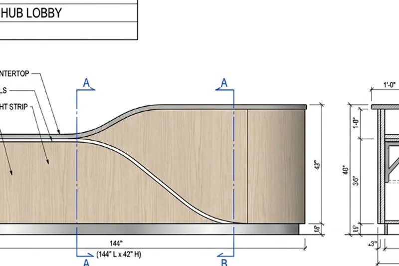 Wood paneling shop drawing showing decorative wall panel mounting and Z-clips