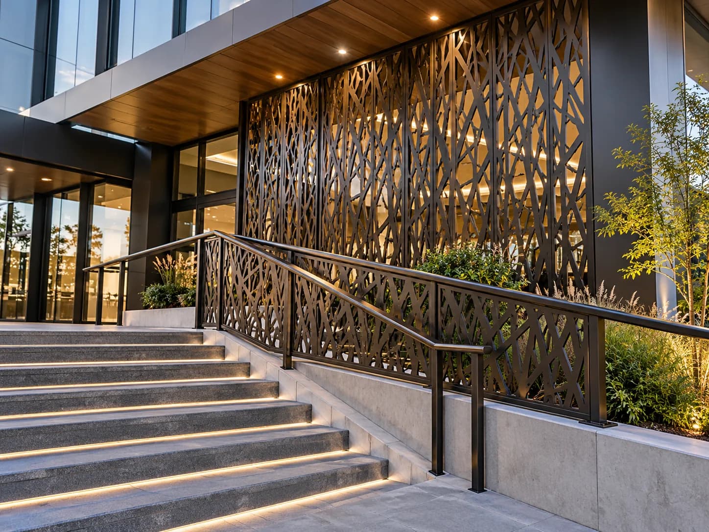 Decorative metal screens and architectural custom panel assemblies