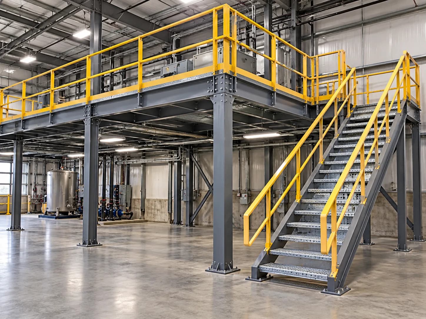 Access platform deck framing and equipment interface details