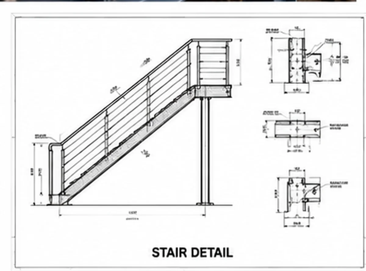Stair and handrail shop drawing sample detail