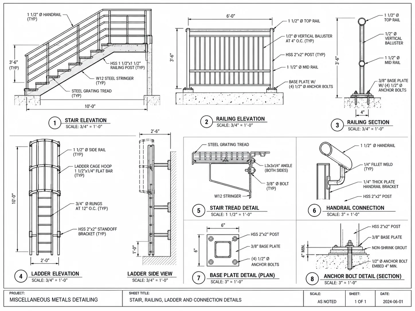 Illustrative miscellaneous metal technical drawing sheet and assembly layout