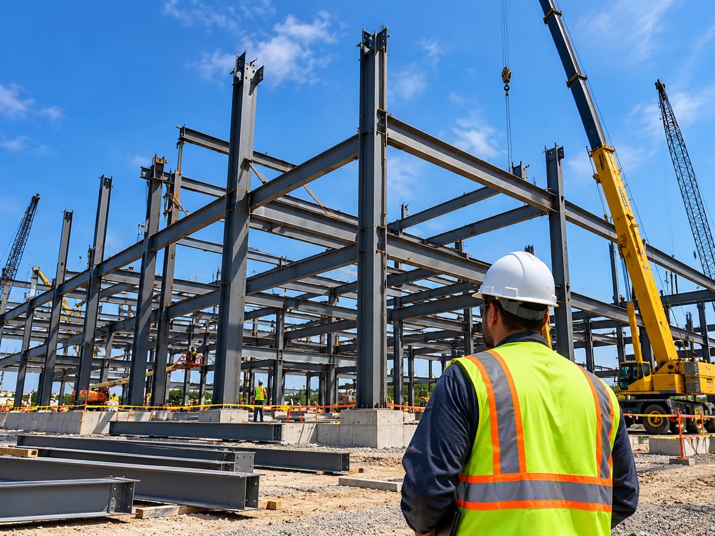 Structural steel erection drawing services showing commercial framing plans and field assembly