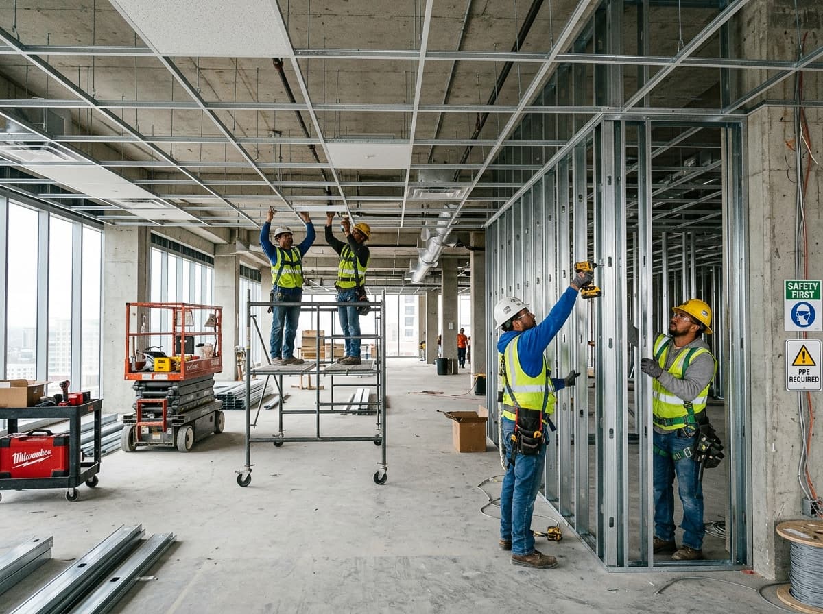 Commercial trade subcontractor installing prefabricated assemblies